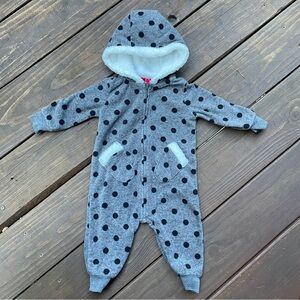 Carters - Polka Dot Fleece Hooded Bodysuit